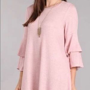 Tiered sleeve shirt dress
